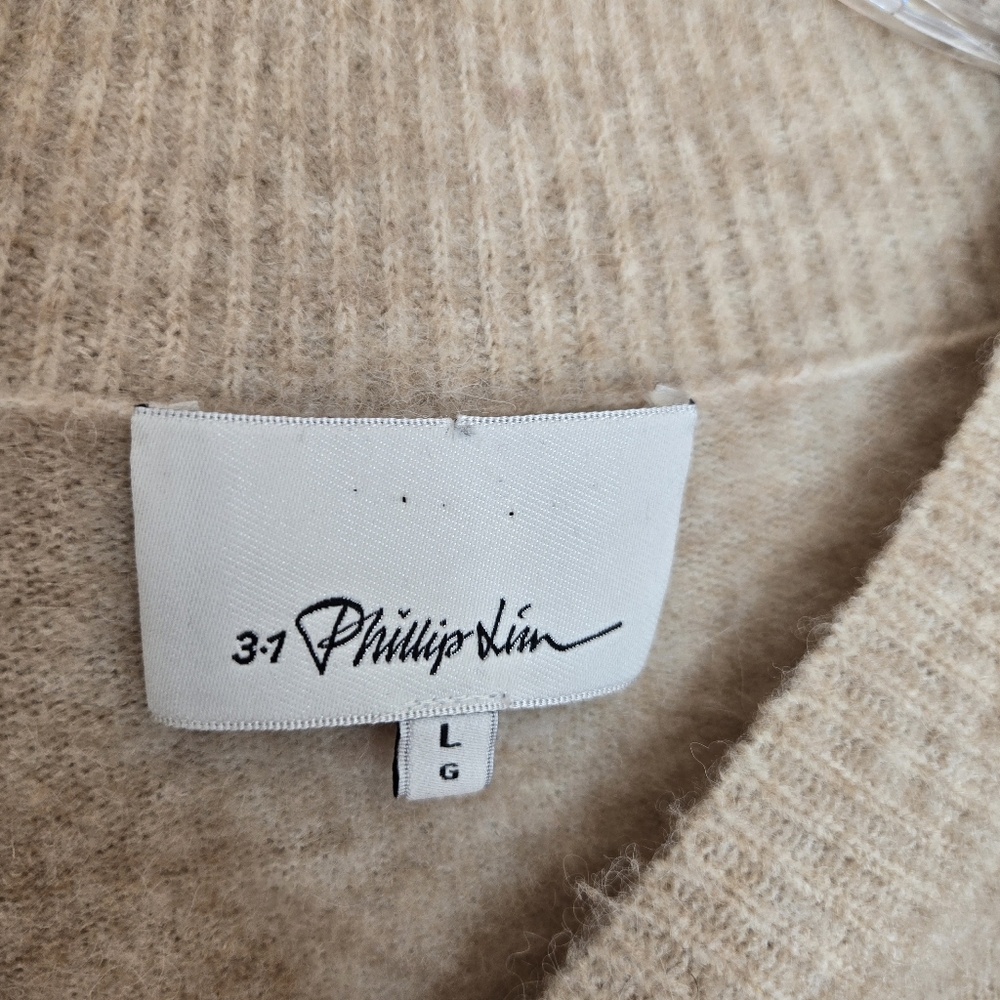 3.1 Phillip Lim Lofty Ragland Pullover Sweater Ecru Hi Low Wool Alpaca Sz Large - Picture 5 of 8